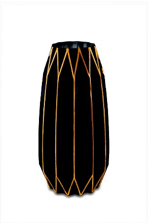 VASO PRETO E DOURADO EM VIDRO