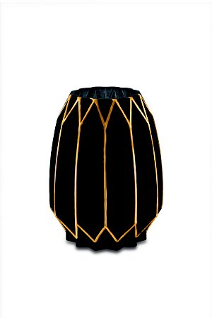 VASO PRETO E DOURADO EM VIDRO