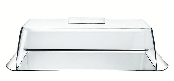 PRATO ACO INOX COM CUPULA QUADRATA