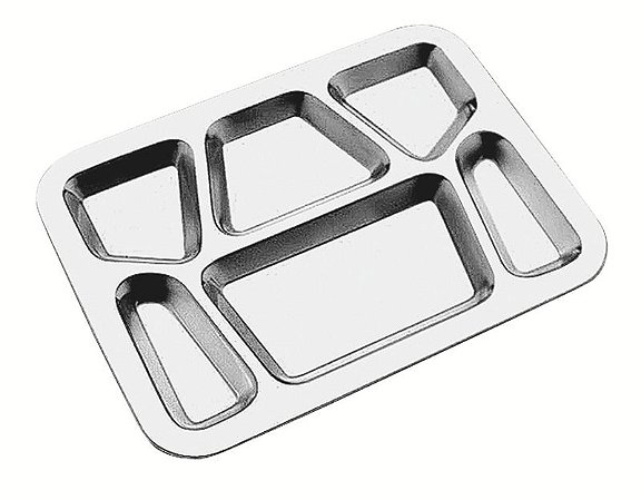 BANDEJA SAPS ACO INOX 6 DIVISOES