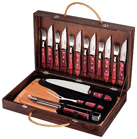 KIT CHURRASCO INOX 17PC POLYWO VER