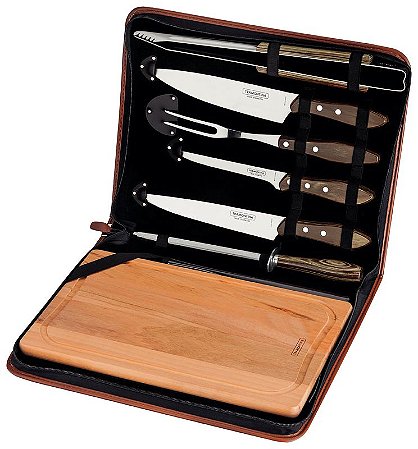 KIT CHURRASCO INOX 8PC POLYWOOD CAS