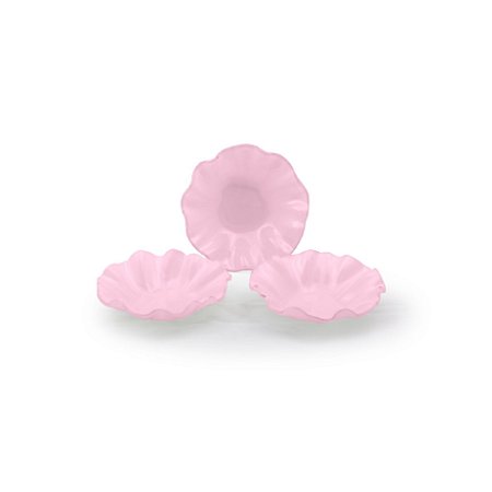 CONJ. 03 CUMBUCAS DE VIDROS ONDULADAS MED. ROSA