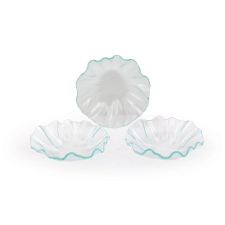 CONJ. 03 CUMBUCAS DE VIDROS ONDULADAS MED. TRANSPARENTE