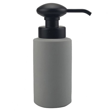 PORTA SABONETE LIQUIDO DE PORCELANA CINZA E PRETO 7CM X 7CM