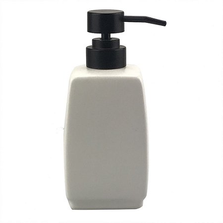 PORTA SABONETE LIQUIDO DE PORCELANA BRANCO E PRETO 7CM X 7CM