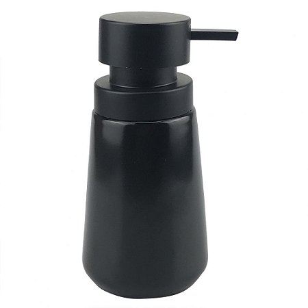 PORTA SABONETE LIQUIDO DE PORCELANA PRETO 8,5CM X 8,5CM X 17