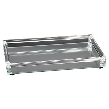 BANDEJA ESPELHADA PRATA 33CM X 20CM X 4,5CM