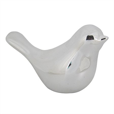 PASSARO DE CERAMICA PRATA 12CM X 5CM X 7,5CM