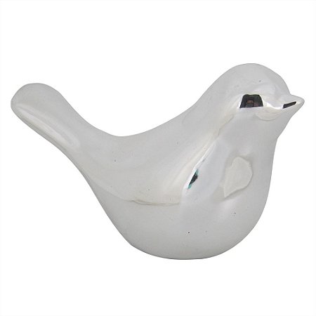 PASSARO DE CERAMICA PRATA 19CM X 7,5CM X 11CM