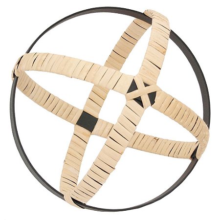 PECA DECORATIVA DE METAL E RATTAN  18CM X 18CM X 18CM