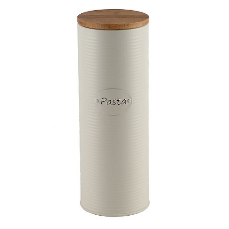 POTE DE FERRO PORTA MACARRAO BRANCO COM TAMPA DE MADEIRA