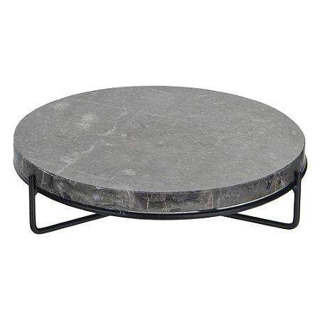 TABUA DE MARMORE COM BASE DE FERRO 23,5CM X 23,5CM X 5,5CM