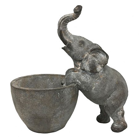 ELEFANTE DE RESINA COM POTE 24,5CM X 14,5CM X 25CM
