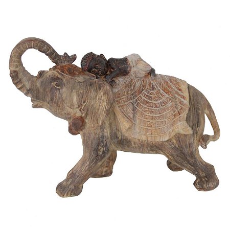 ELEFANTE DE RESINA COM UMA CRIANCA 26CM X 11,5CM X 20CM