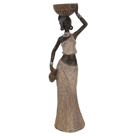 AFRICANA DECORATIVA DE RESINA  12,5CM X 9,5CM X 40CM