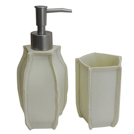 KIT DE BANHEIRO DE RESINA OFF WHITE COM PRESPONTO - 2PCS POR
