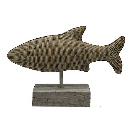PEIXE DECORATIVO DE RESINA COM BASE 27CM X 7,5CM X 18,5CM