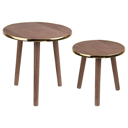 CONJ. DE MESA LATERAL DE MADEIRA E METAL DOURADO - 2PCS G: 4
