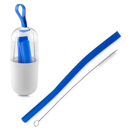 COPO PLASTICO C/ CANUDO SILICONE - AZUL GT8924