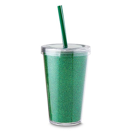 COPO PLASTICO 550ML C/ CANUDO VERDE CO8700