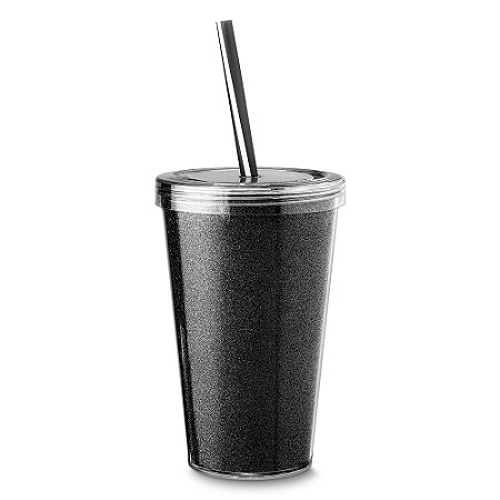 COPO PLASTICO 550ML C/ CANUDO PRETO CO8700