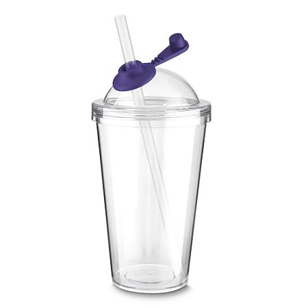 COPO PLASTICO 600ML C/ CANUDO AZUL CO8600