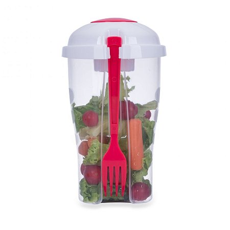 COPO PLASTICO 800ML P/ SALADA VERMELHO CO17266