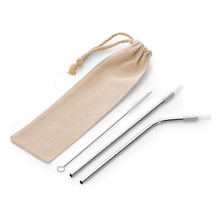 KIT CANUDO AÇO INOX CURVADO E RETO E LIMPADOR CN002