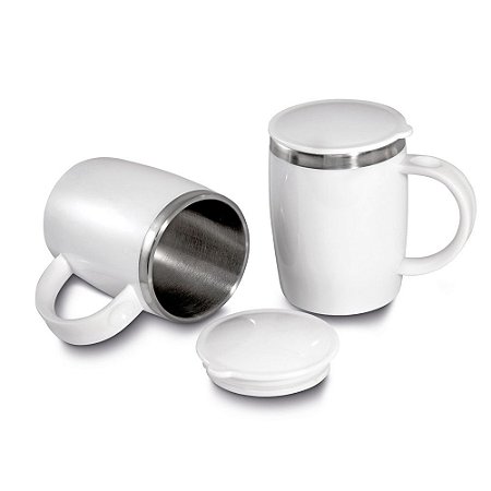 CANECA DE 450ML INOX BRANCA CA0150