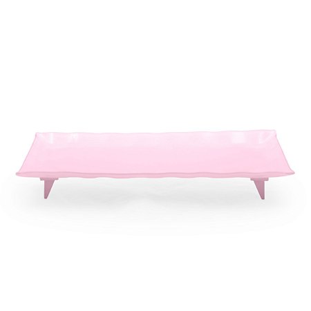 PRATO DE VIDRO RETANGULAR G ROSA