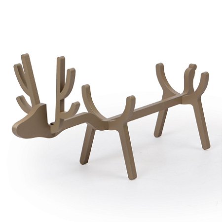 ORNAMENTO DE MADEIRA PARA VINHO - ALCE BEGE