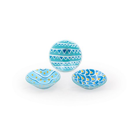 CONJ. 03 ORNAMENTOS DE VIDRO DECORATIVO - BOWL