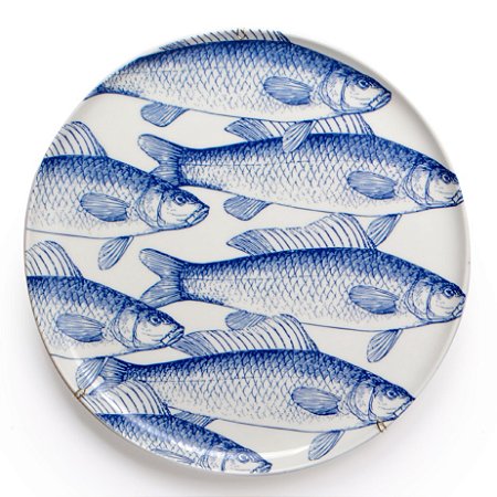 PRATO DE PORCELANA 23 CM - PEIXES