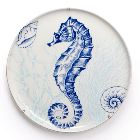PRATO DE PORCELANA 23 CM - CAVALO MARINHO