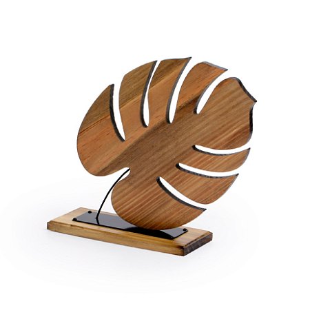 ORNAMENTO DE MADEIRA MODELO MONSTERA