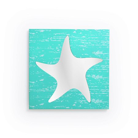ORNAMENTO DE MADEIRA COM ESPELHO - MOD. ESTRELA