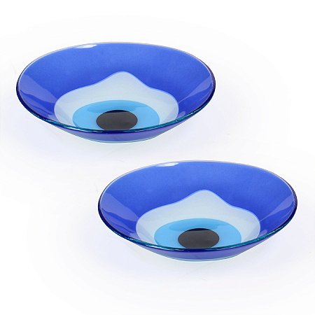 CONJ. 02 BOWL DE VIDRO DECORATIVO - OLHO GREGO