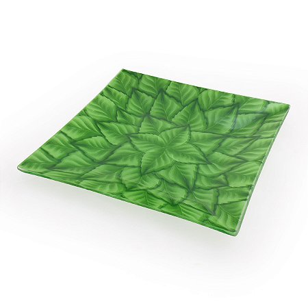 ORNAMENTO VIDRO QUAD. 27X27 VIDRO - FOLHAGEM