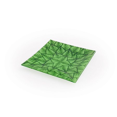 ORNAMENTO VIDRO QUAD. 20X20 VIDRO - FOLHAGEM