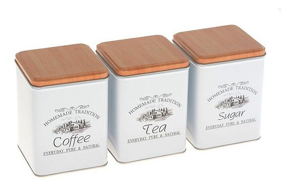 KIT 3 LATAS DECORATIVAS WHITE 10,5X10,5X14,5