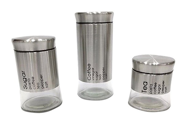 CJ 3 POTES WILL INOX E VIDRO - PRATA