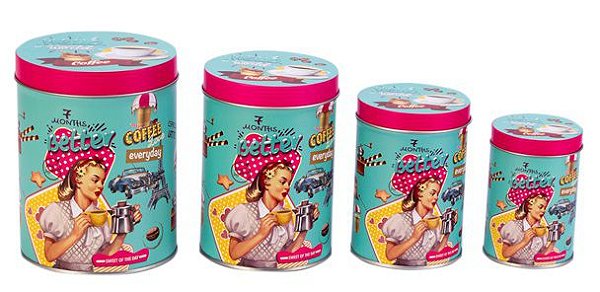 KIT LATAS DE FERRO RETRO COLOR 14X10,5CM 12,8X9CM
