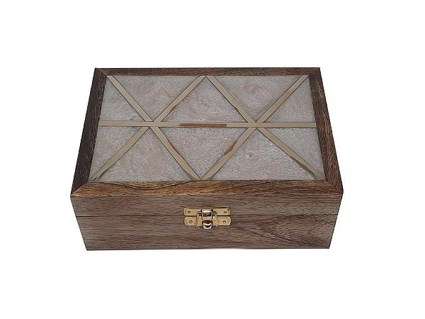 CAIXA DE MADEIRA DE RESINA 18X13X6CM