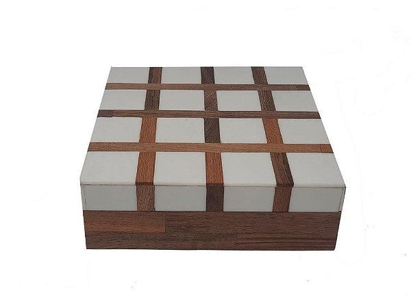 CAIXA DE MADEIRA DE RESINA 15X15X5CM