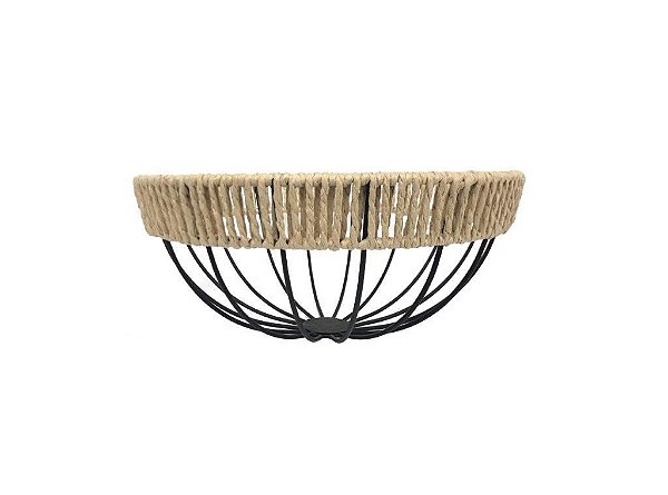 CESTO DECORATIVO METAL C/ FIBRA NATURAL 25X25X10