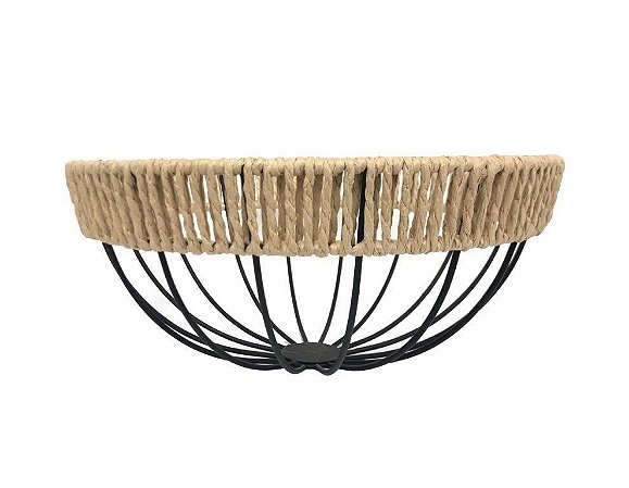 CESTO DECORATIVO METAL C/ FIBRA NATURAL 30X30X13