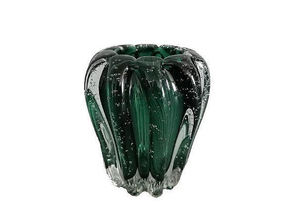 VASO DE VIDRO INSPIRADO NO MURANO VERDE VENEZA - 11X11X12