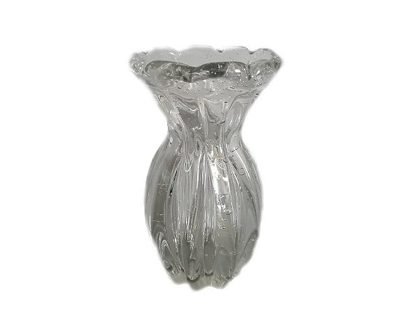 VASO DE VIDRO INSPIRADO NO MURANO TRANSPARENTE VENEZA - 12X12X20
