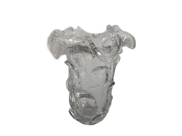 VASO DE VIDRO INSPIRADO NO MURANO TRANSPARENTE VENEZA - 19X19X24